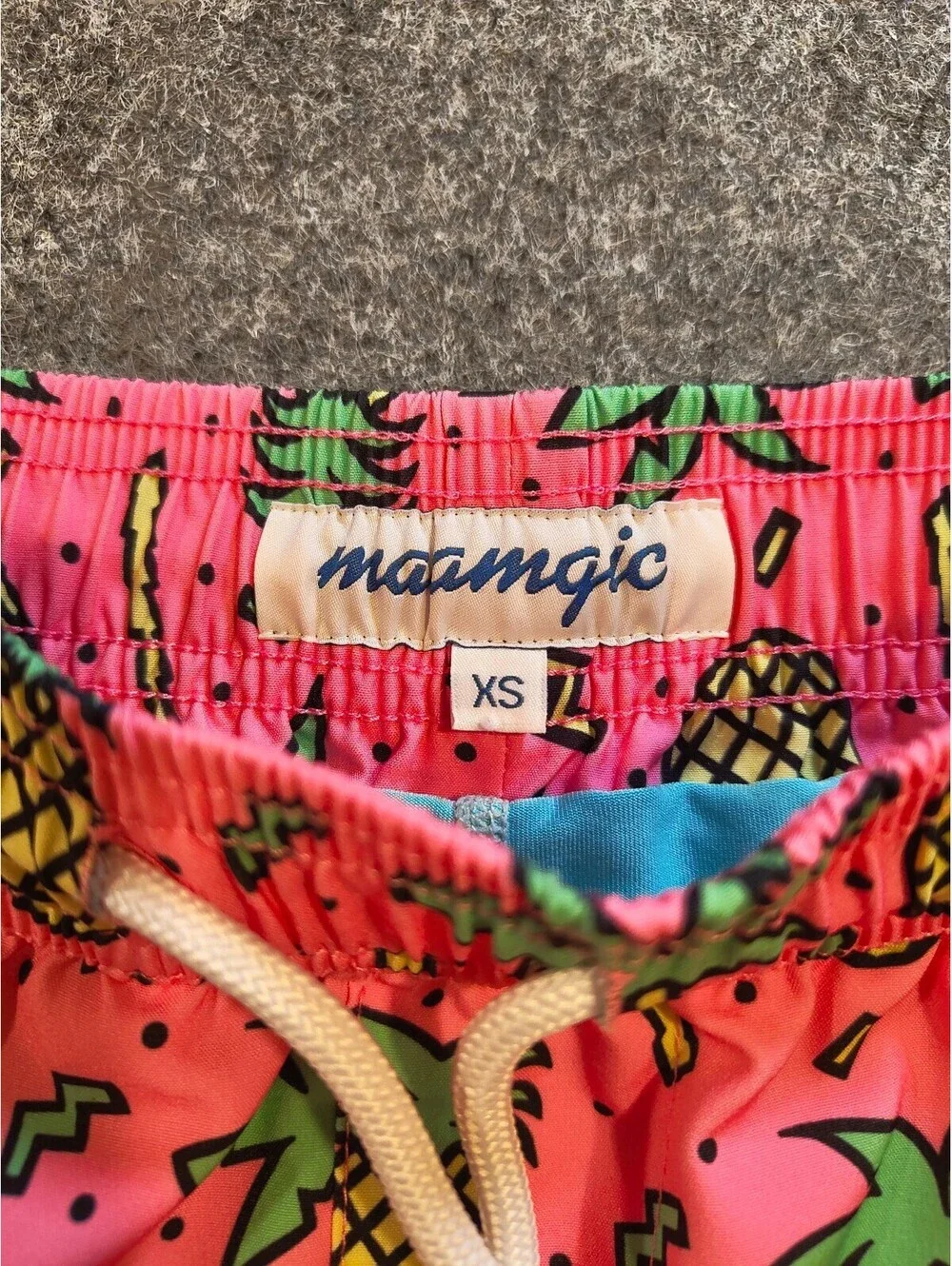 Maamgic Pineapple Palm Tree Swim Trunks XS Pink Tropical Shorts